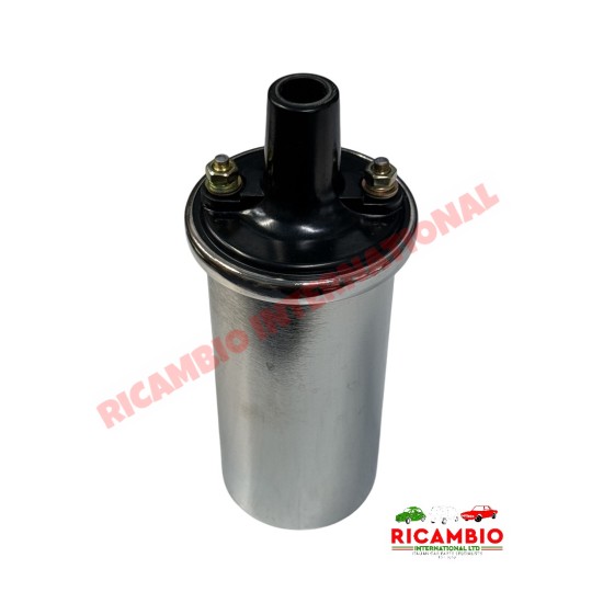 Ignition Coil Brushed Chrome - Classic Fiat 500, 126, 600, 124,127,128,131,132,Classic Panda, Lancia Fulvia,Beta,Y10,A112