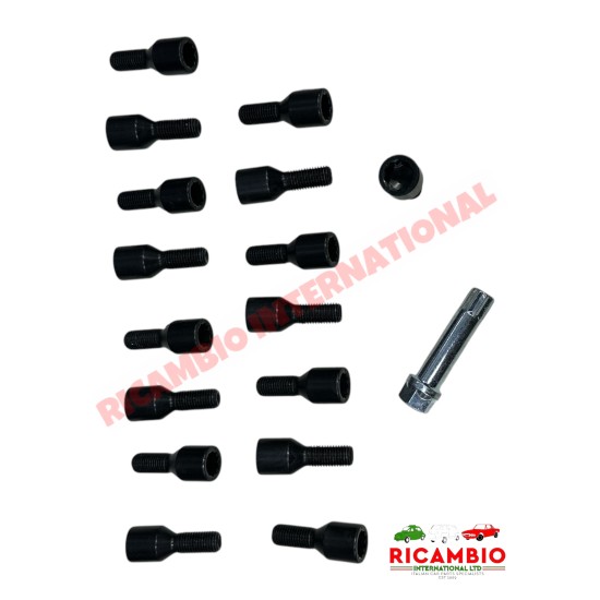Juego de 16 tornillos de rueda (negro) - Classic Fiat 500, 126