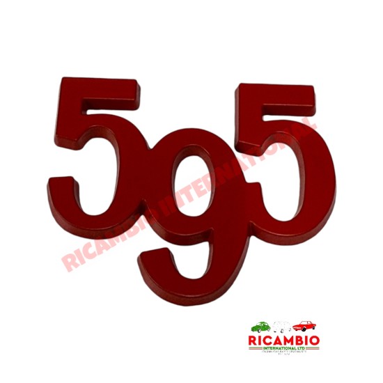 Insignia metálica '595' ROJO - Classic Fiat 500, New Fiat 500 Abarth
