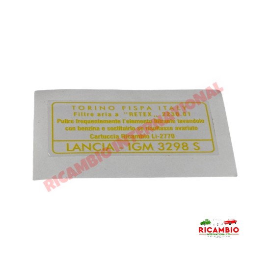 LANCIA IGM FISPA 3298 S Air Filter Sticker
