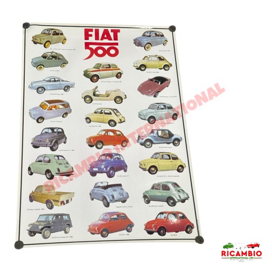Laminated Poster - Classic Fiat 500 Models from 1950's to 1970's