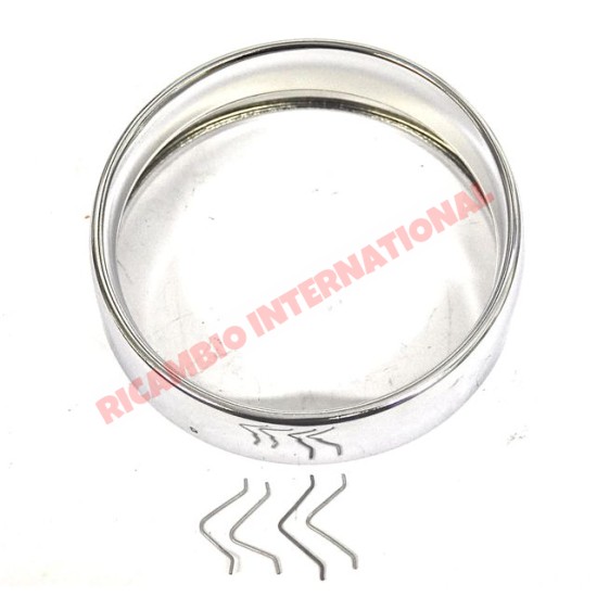 Chrome Head Lamp Bezel & Clips - Classic Fiat 500